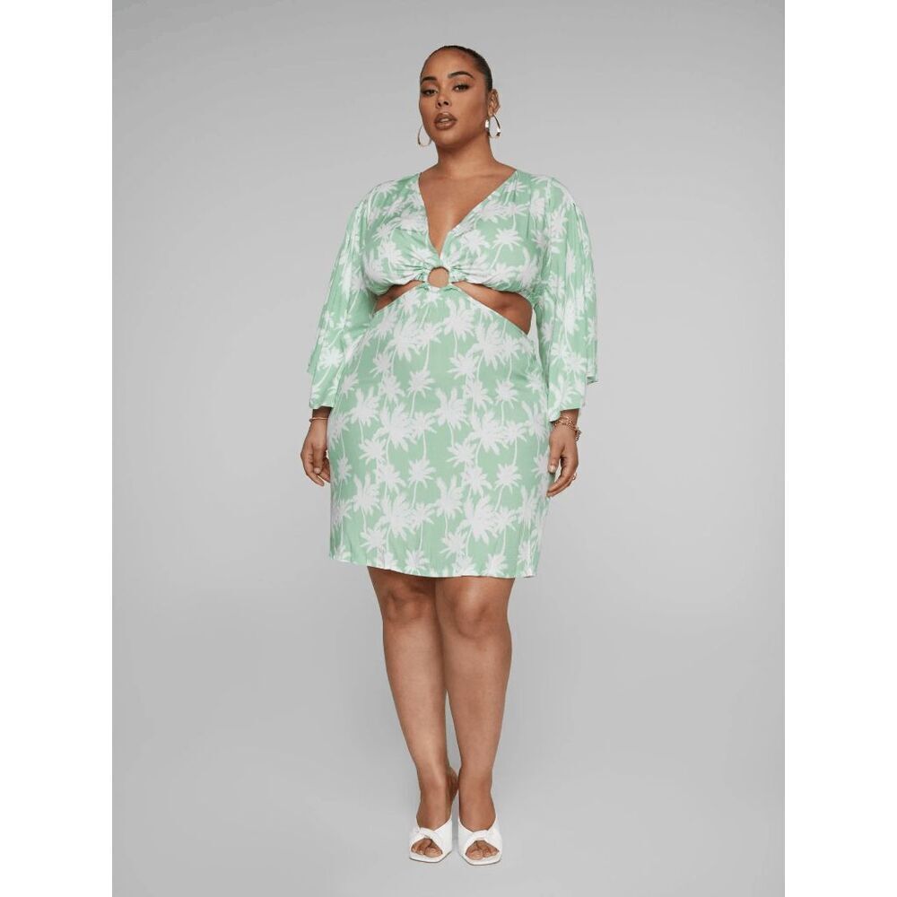 NWT Fashion to Figure Tika Palm Print O-Ring Dress